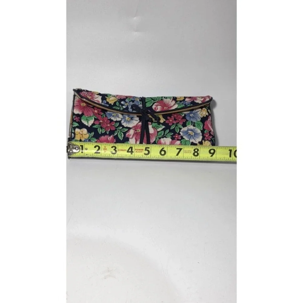Vintage Ted Lapidus Paris Floral‎ Fabric Travel Jewelry Organizer Roll